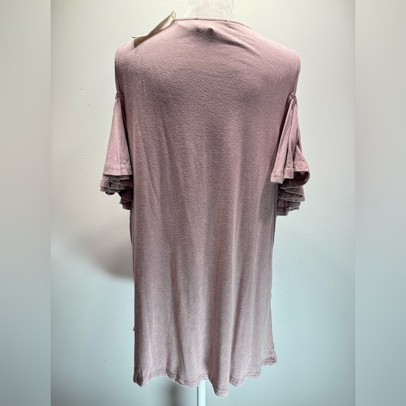 Rose Mauve Ruffle Off Shoulder Cold Shoulder Tunic Grace & Lace Vintage Look NEW - Picture 5 of 13